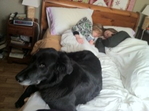 Mother and child napping