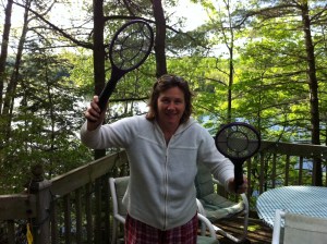 Lady with bug zapper