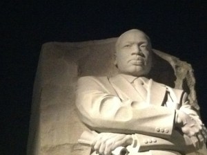 Martin Luther King memorial in Washington, DC at night