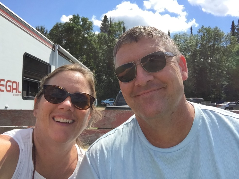 Husband and wife in stands at the goat show
