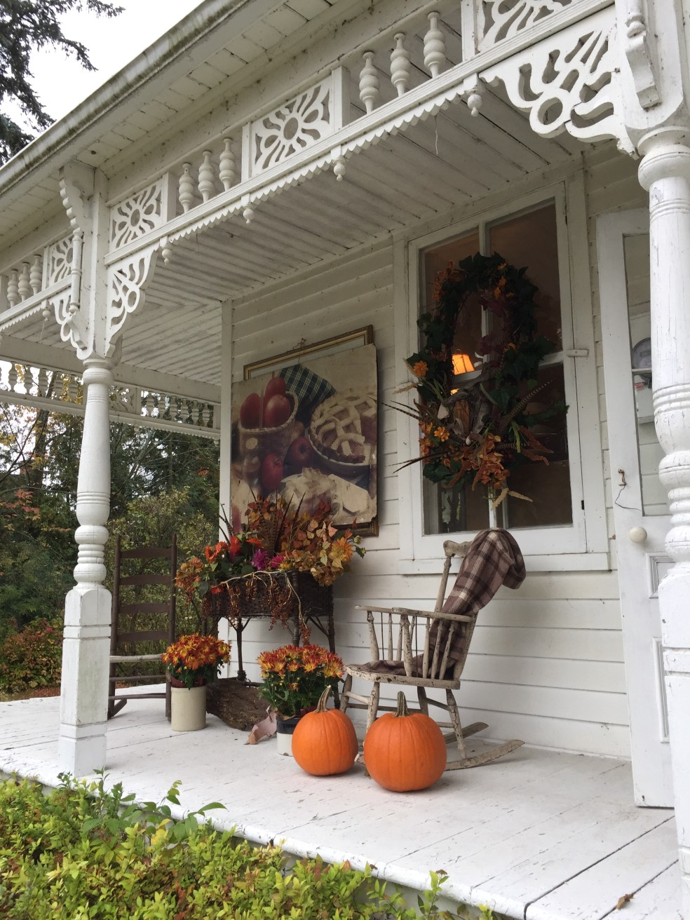 porch with fall decorations