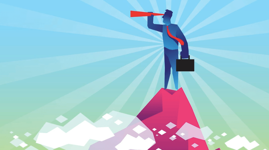 man looking into future