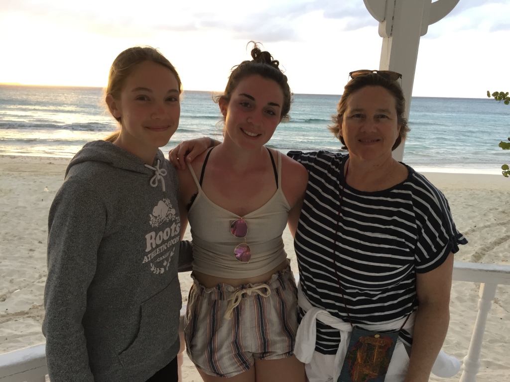 Author with her daughters on the beach