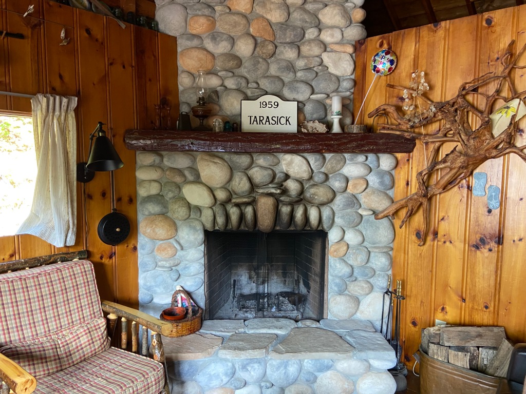 Stone fireplace