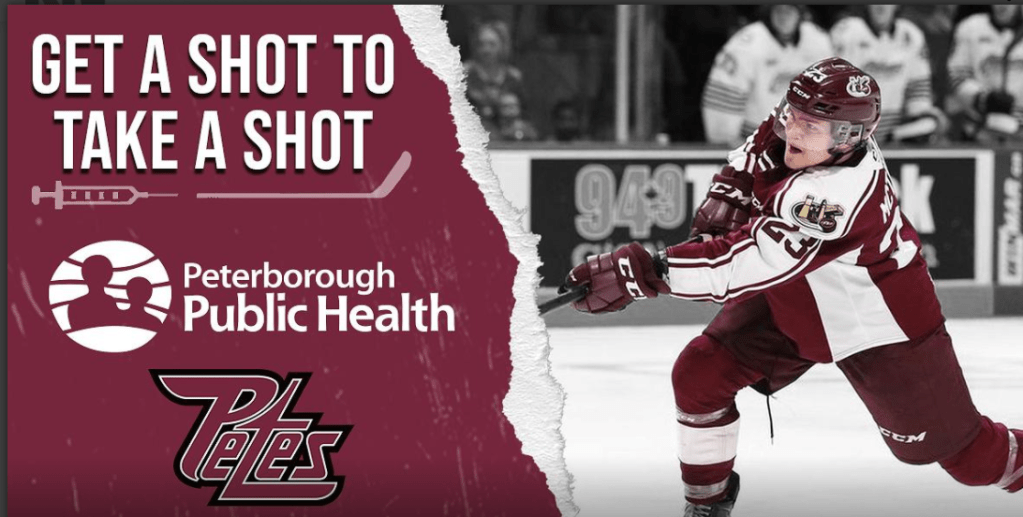 Poster of Peterborough Public Health Unit marketing campaign, Get a Shot to Take a Shot