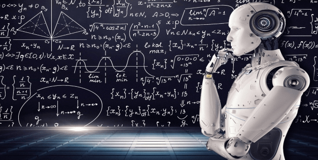 robot looking at blackboard
