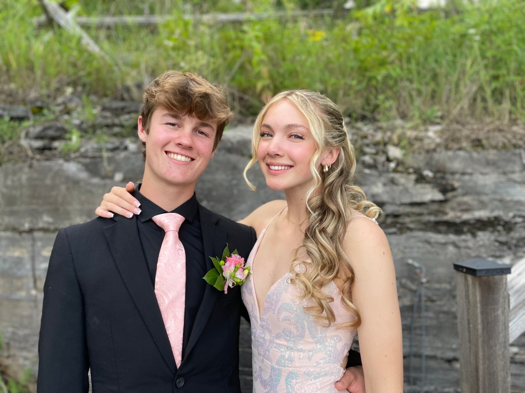 Clare and her boyfriend dressed up for prom