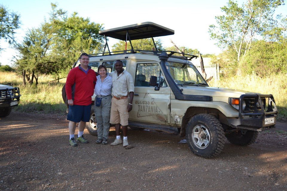 Author, her husband and guide from Access2Tanzania in the Serengeti