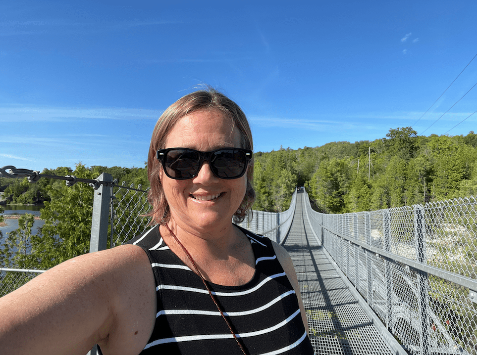 Author on suspension bridge