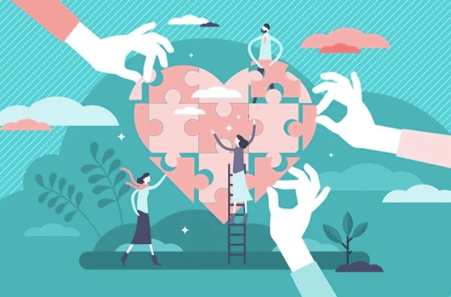 Heart with puzzle pieces