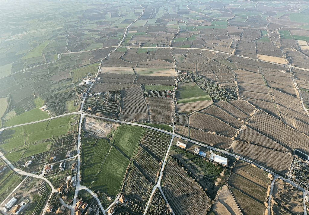 Fields in Turkey from a hot air balloon