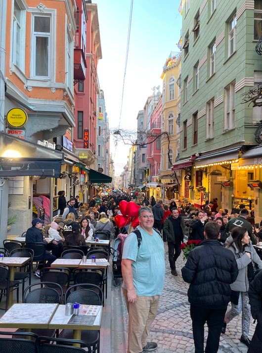 Dave lost in the streets in Taksim near the Galata Tower