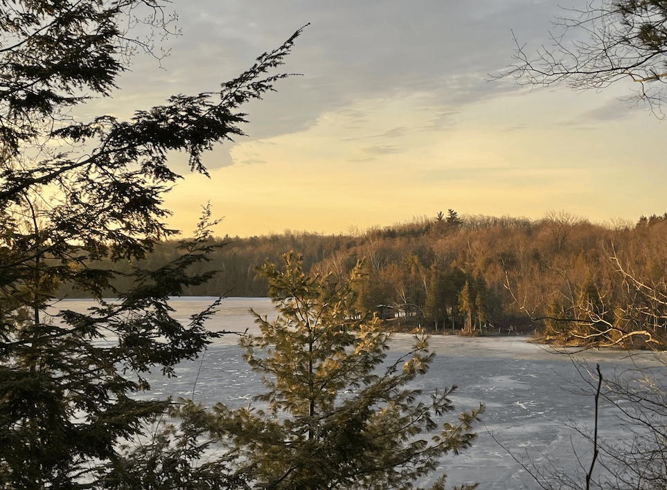 Lake and blackened ice
