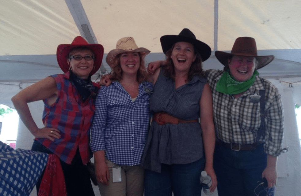 Girls dressed up as cowgirls