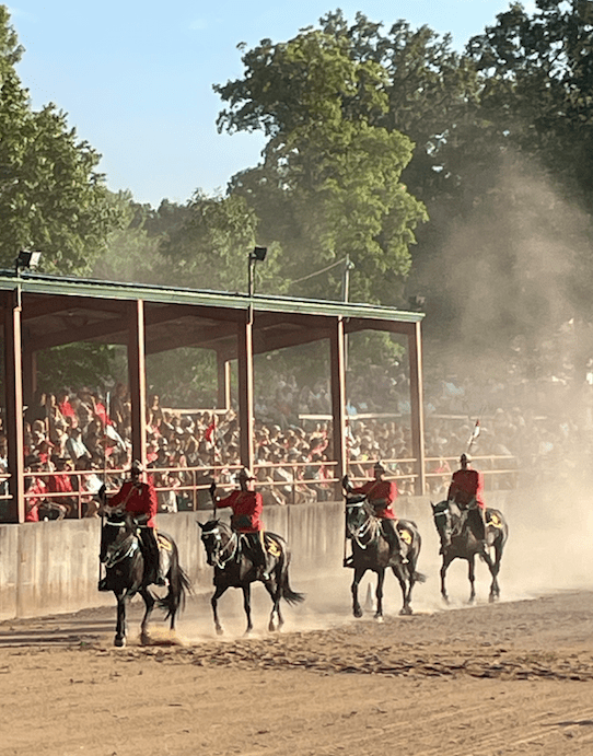 Horses and riders performing in RCMP Musical Ride